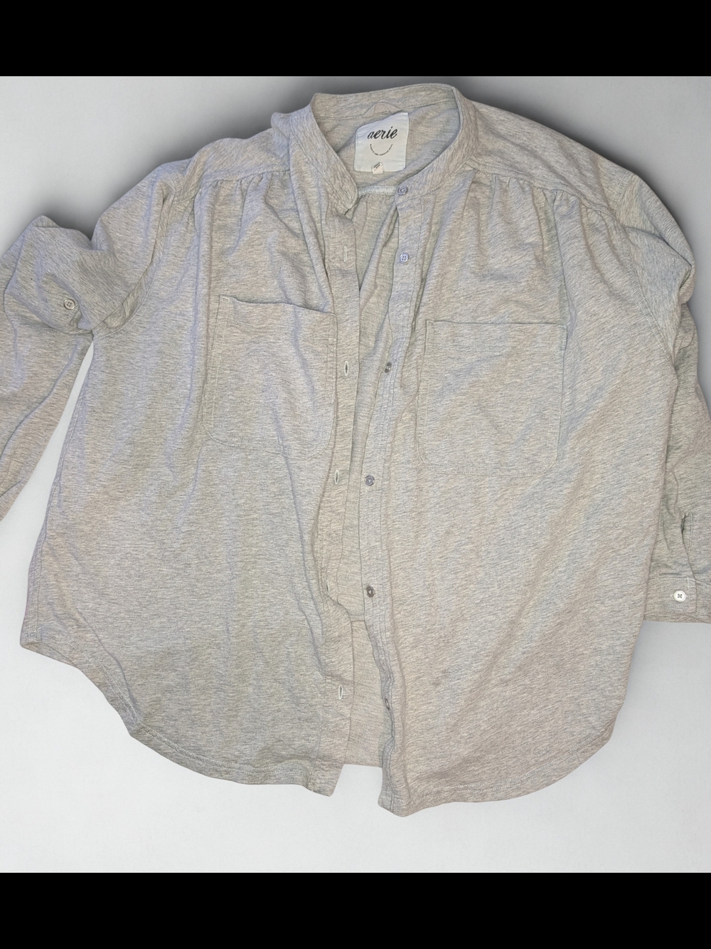 Aerie Light Gray Button-Up Shirt